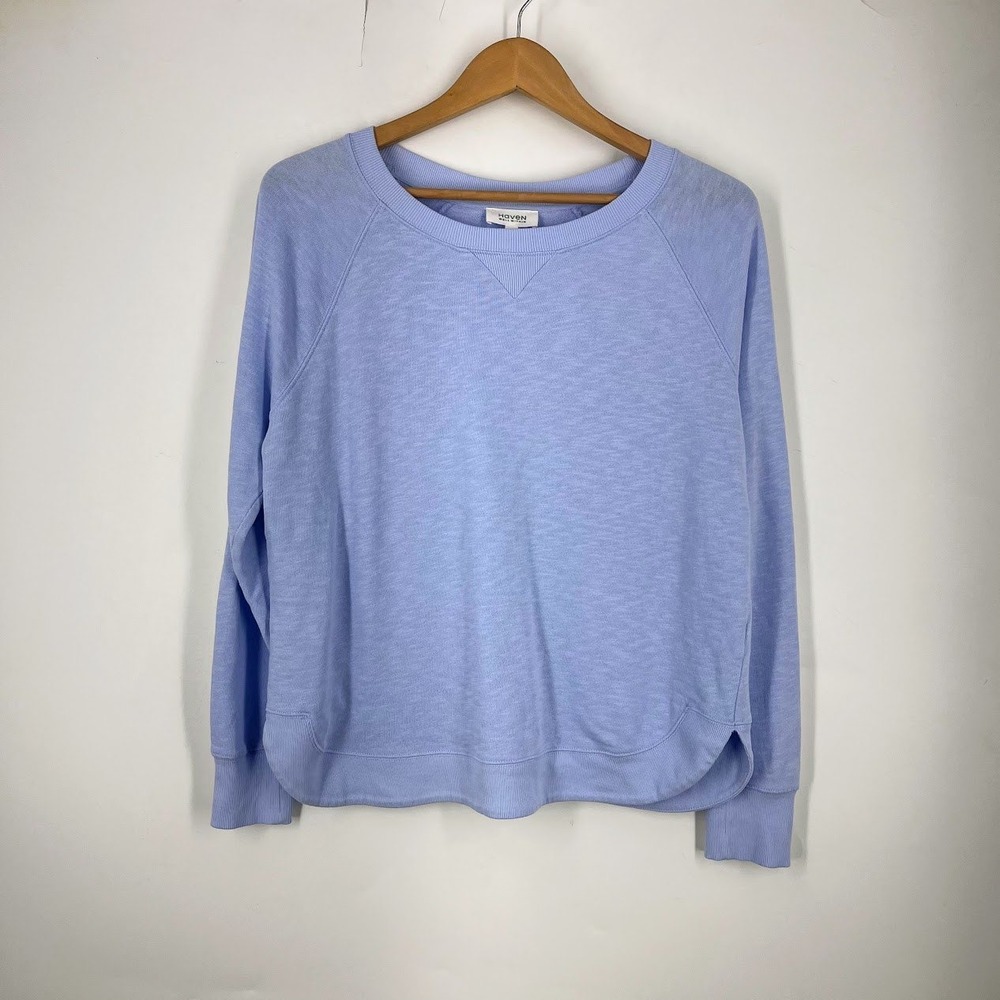 Haven Well Within Womens Small Periwinkle Blue Cotton French Terry Sweatshirt
